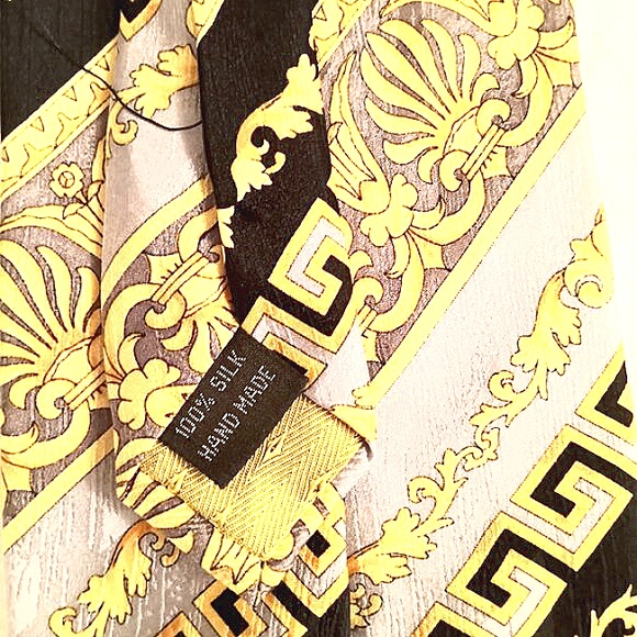 Vintage Angelino Italy Geometic Abstrct Greek Roman Design Silk Neccktie - Picture 5 of 5